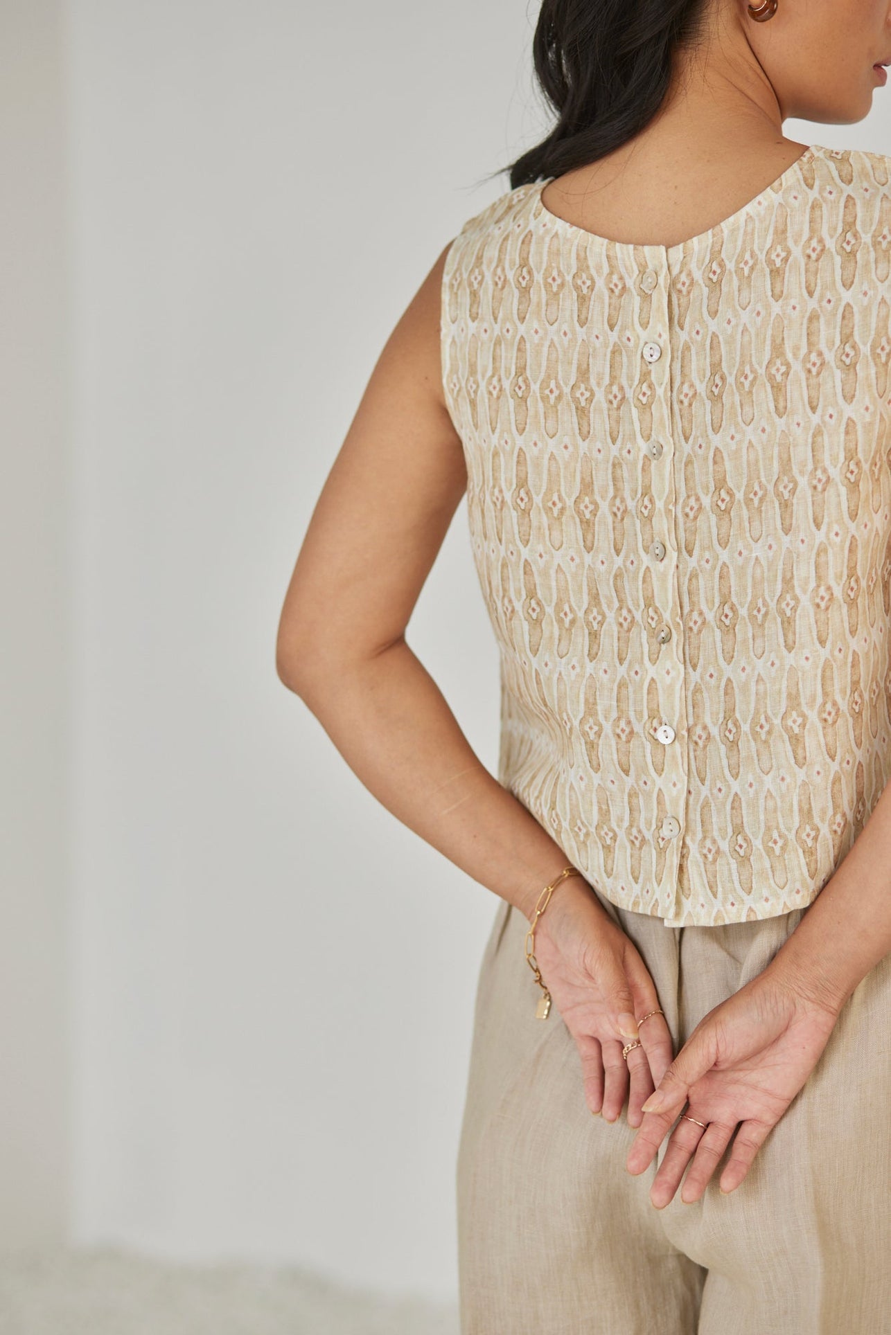 Sakura Mosaic Sand Boatneck Top