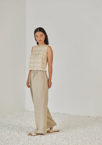 Sakura Mosaic Sand Boatneck Top