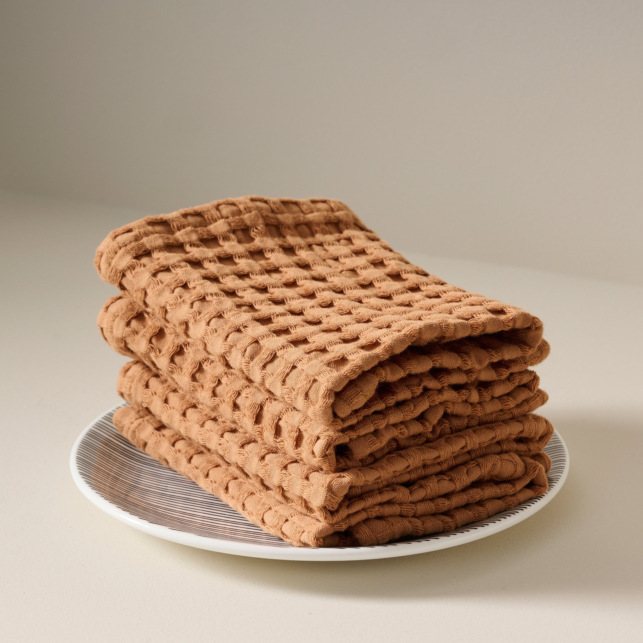 Salted Brick | Cotton | Waffle | Face Towels - Set of 2 - Product Image 