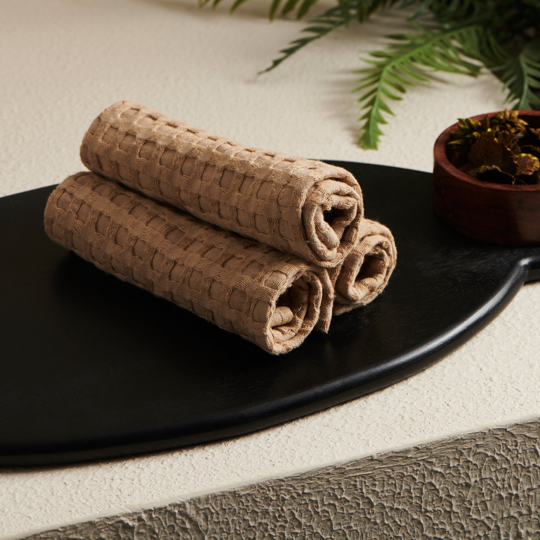 Sand | Cotton | Waffle | Face Towels - Set of 2