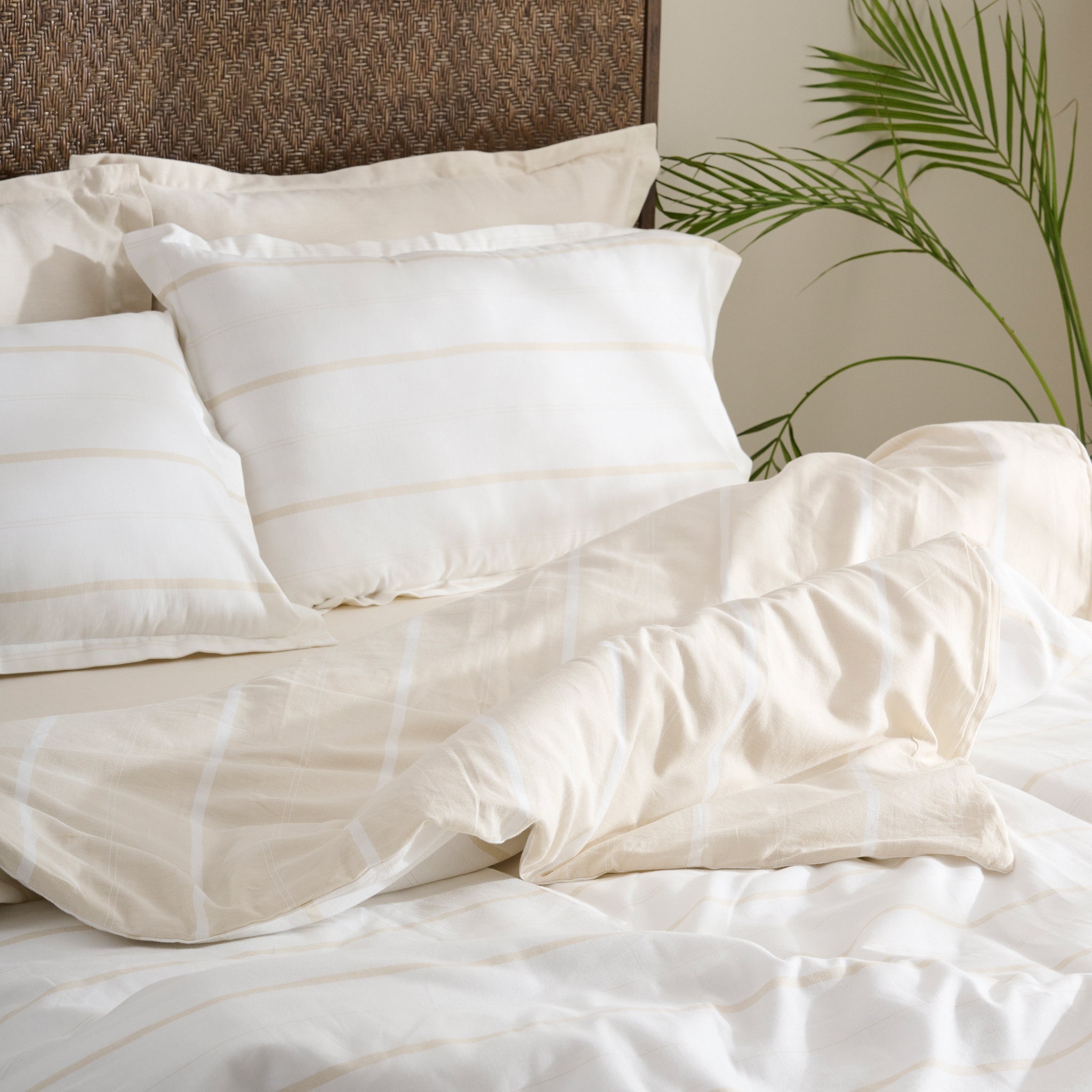 Sand Stripe  | Cotton Bamboo | Chambray | Comforter - Product Image 