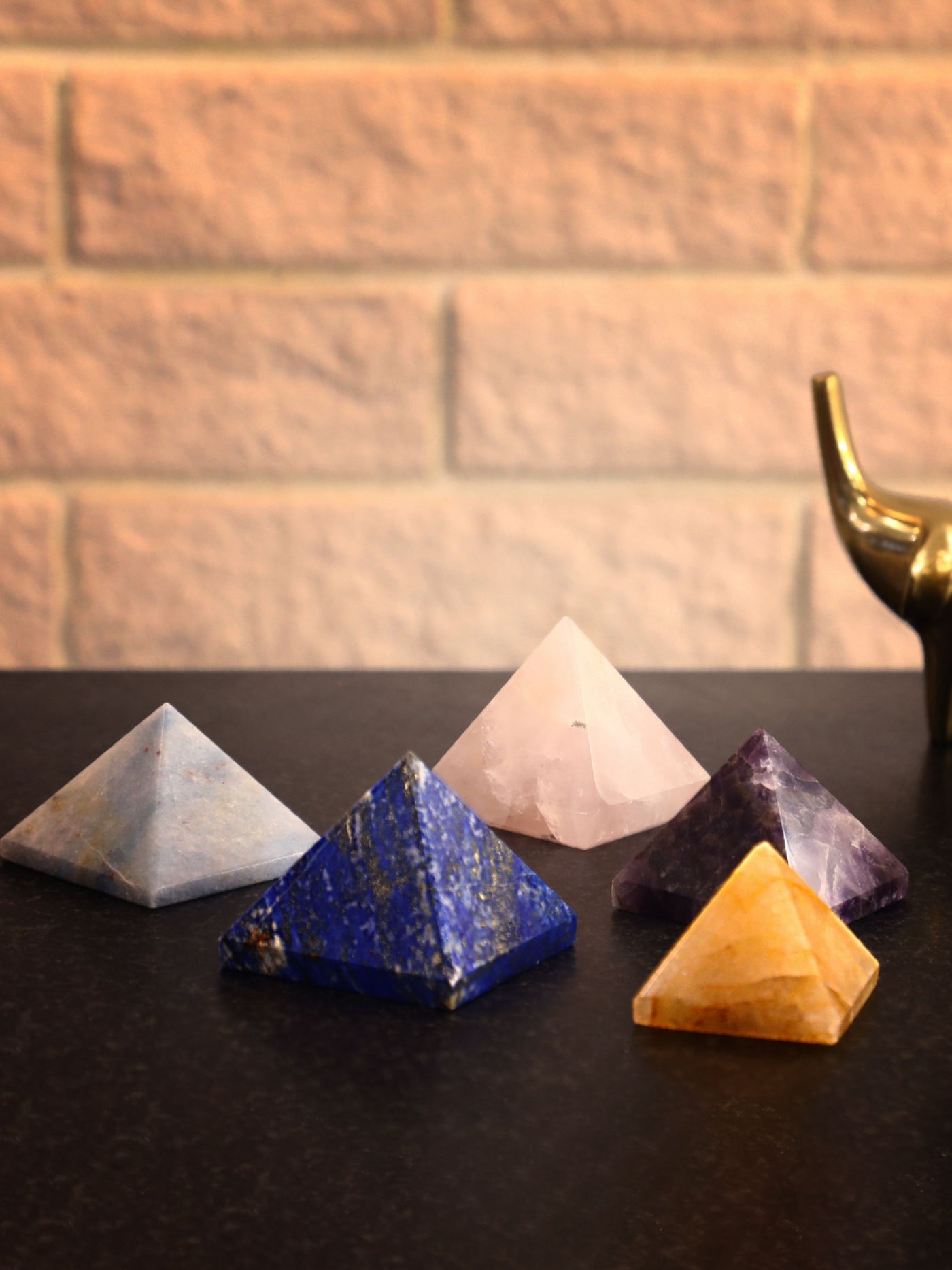 Semi Precious stone Paper Holder - Pyramid Rose