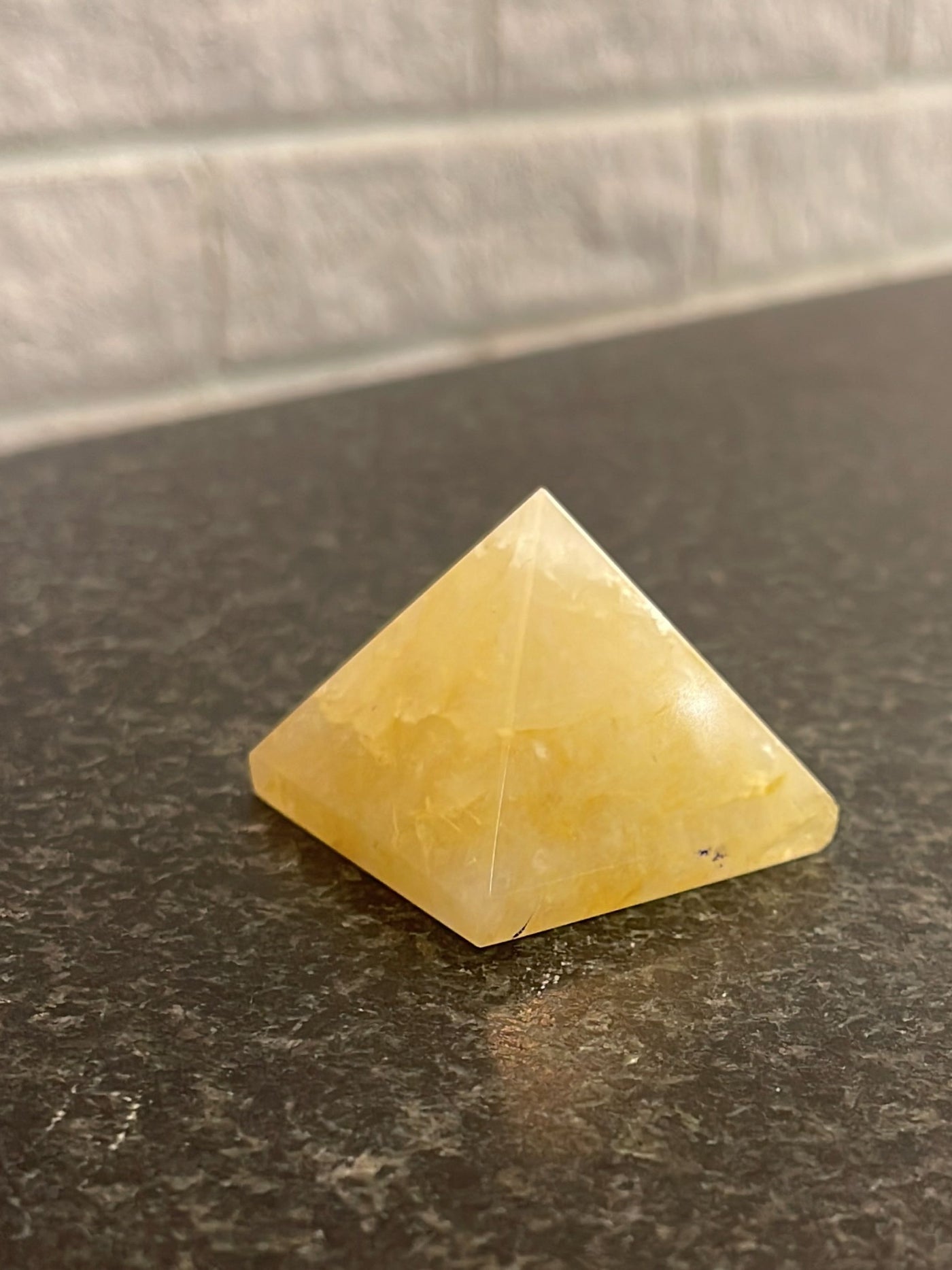 Semi Precious stone Paper Holder - Pyramid Yellow