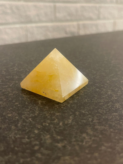 Semi Precious stone Paper Holder - Pyramid Yellow