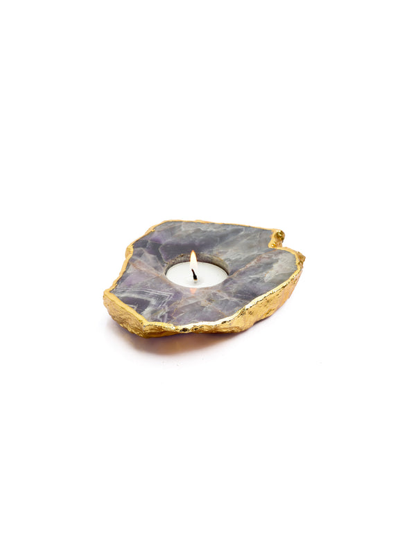 Semi Precious Tea Light Holder - Amethyst