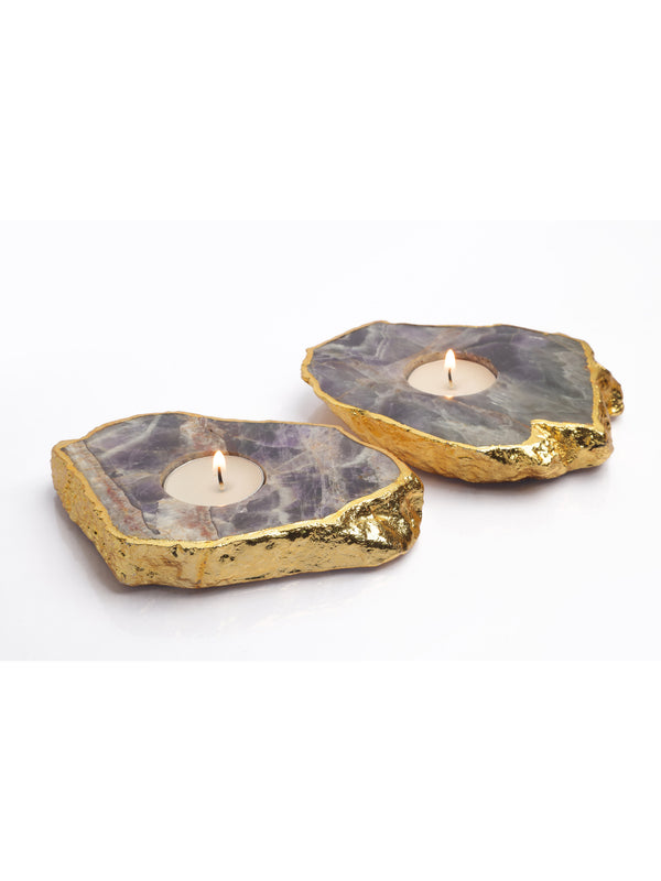 Semi Precious Tea Light Holder - Amethyst
