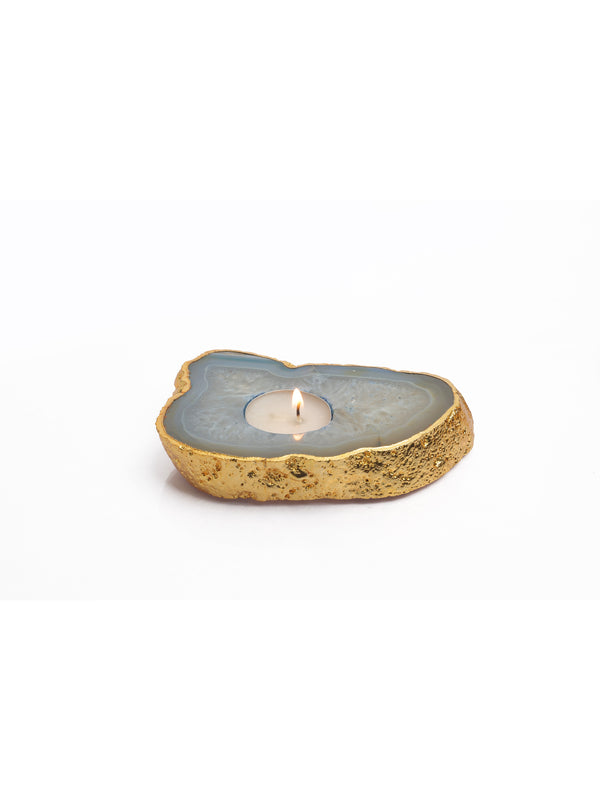 Semi Precious Tea Light Holder - Blue
