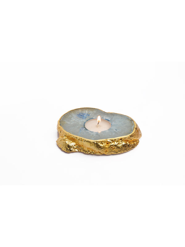 Semi Precious Tea Light Holder - Blue