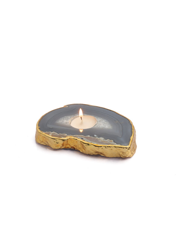 Semi Precious Tea Light Holder - Natural Agate