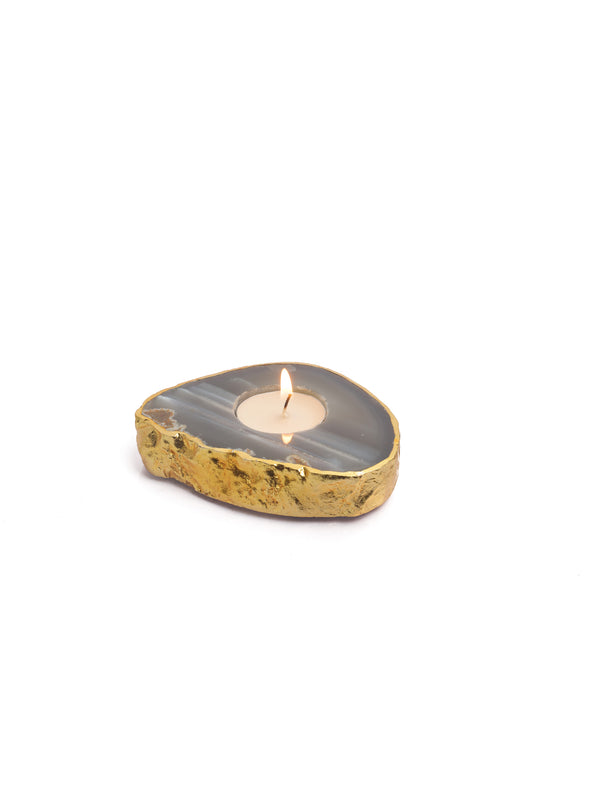 Semi Precious Tea Light Holder - Natural Agate