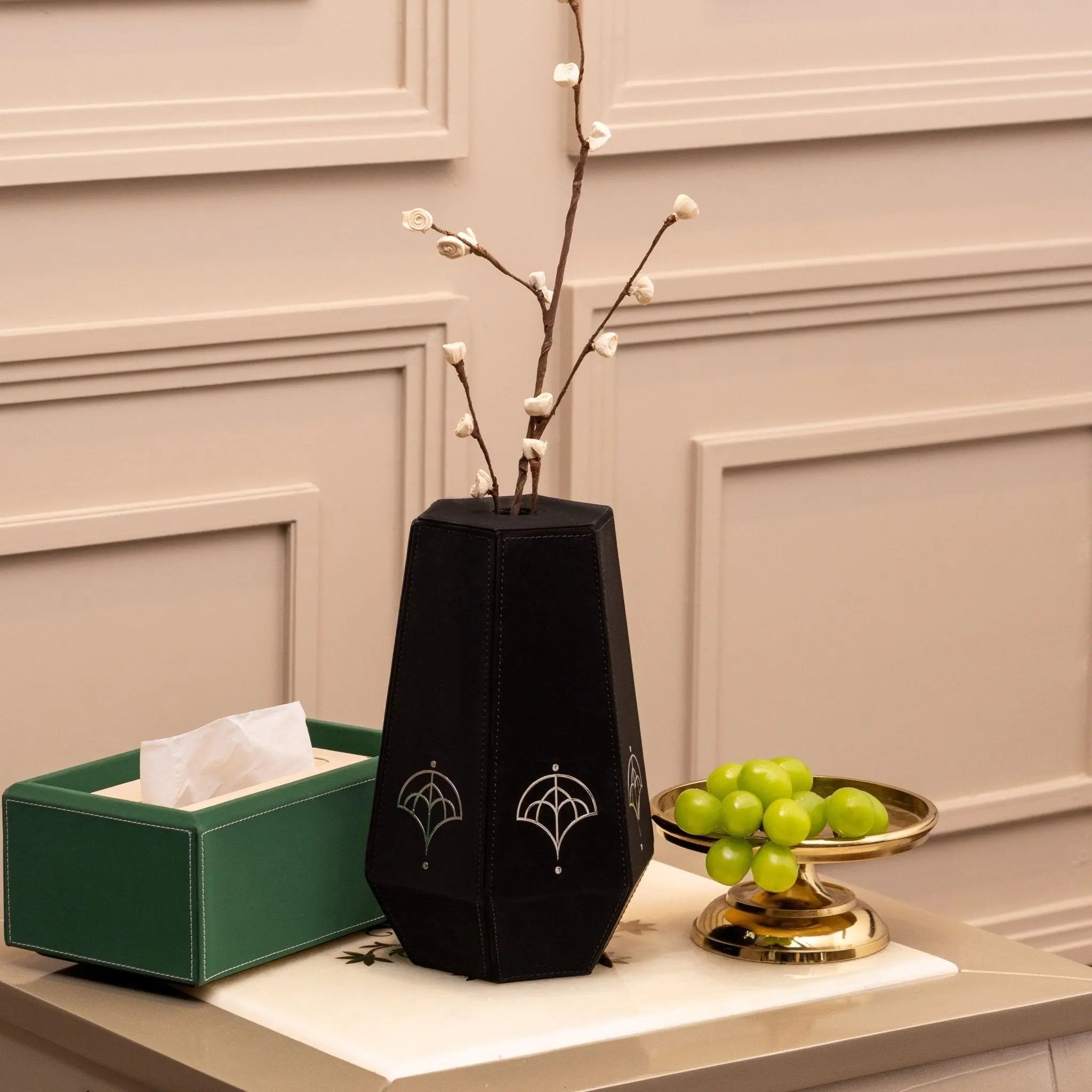 Sepia Homes Naxora Small Vase – Elegant Decorative Leatherette Vase - Product Image 