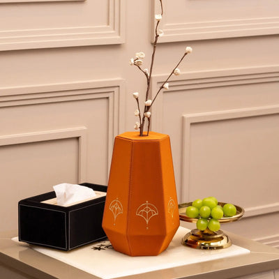 Sepia Homes Naxora Small Vase – Elegant Decorative Leatherette Vase - Sepia Homes
