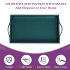 Vegan Leather Rectangular Serving Tray with Handles-Bottle Green