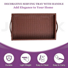 Vegan Leather Rectangular Serving Tray with Handles_Walnut Brown