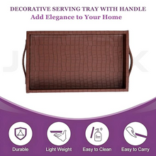 Vegan Leather Rectangular Serving Tray with Handles_Walnut Brown