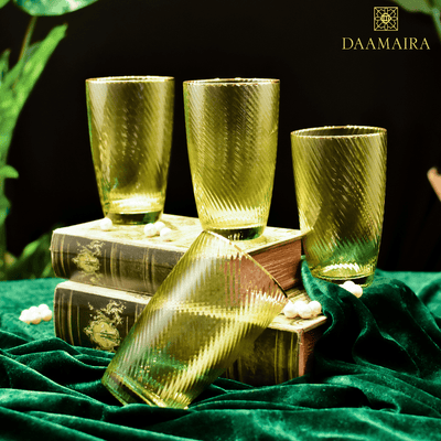 Shade Set Of 4 High Ball Glasses Green Hues