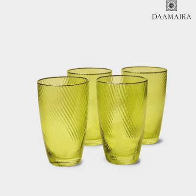 Shade Set Of 4 High Ball Glasses Green Hues