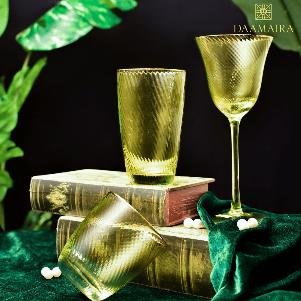 Shade Set Of 4 High Ball Glasses Green Hues