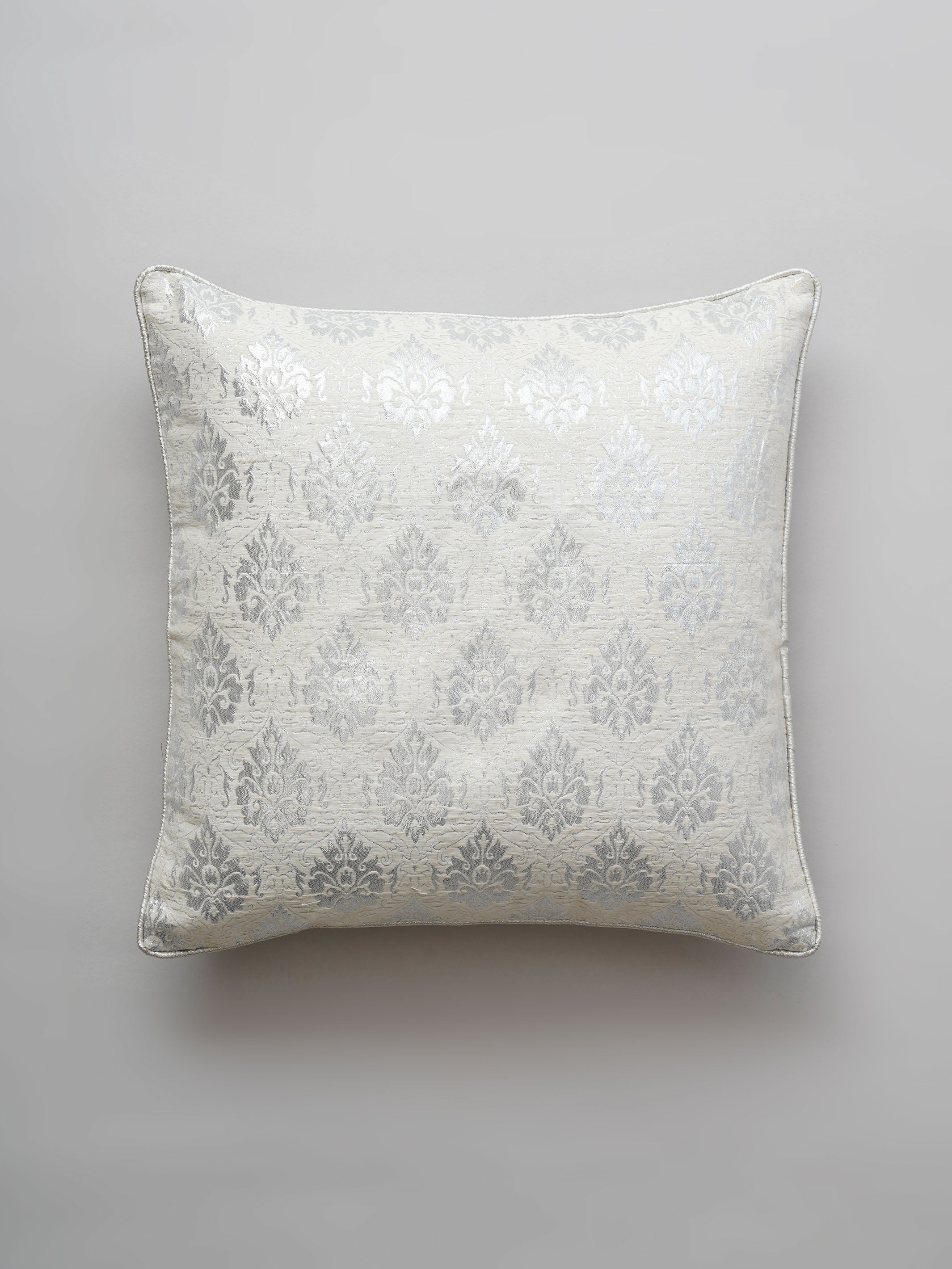 Cushion Cover - Silver Damask Embroidered
