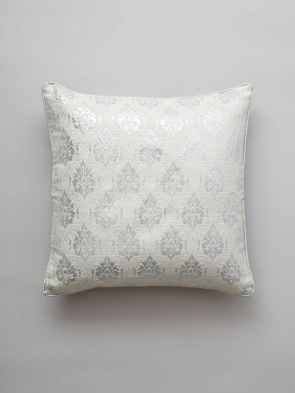 Cushion Cover - Silver Damask Embroidered