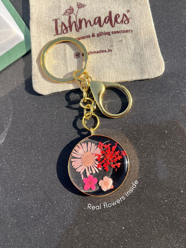 Pink field keychain