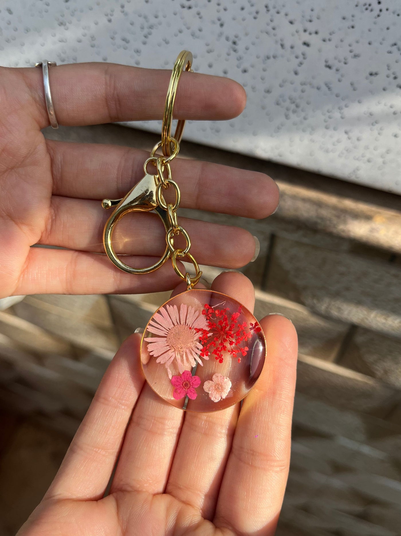 Pink field keychain