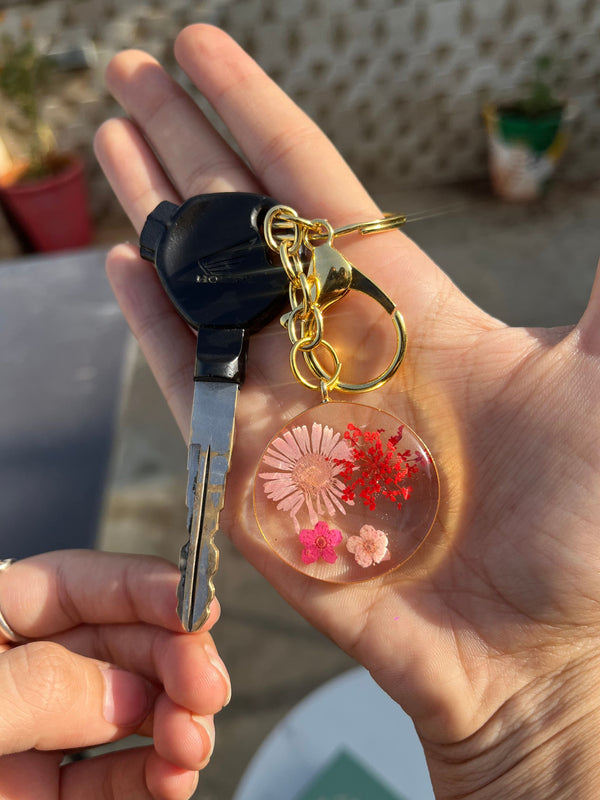 Pink field keychain