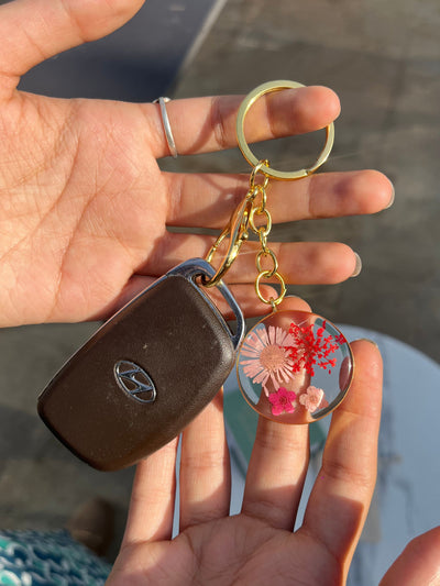 Pink field keychain
