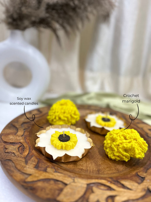 Sunflower urli candle gift set
