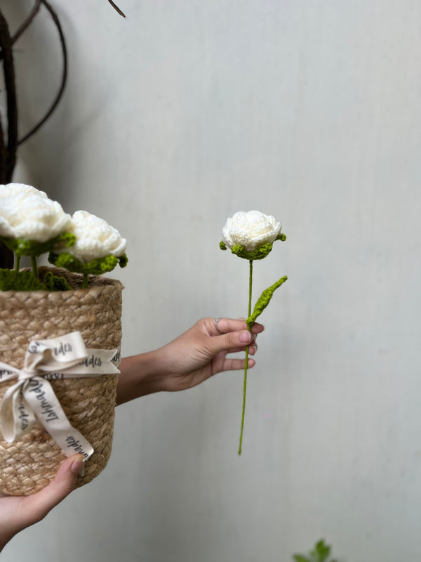 Crochet White Rose