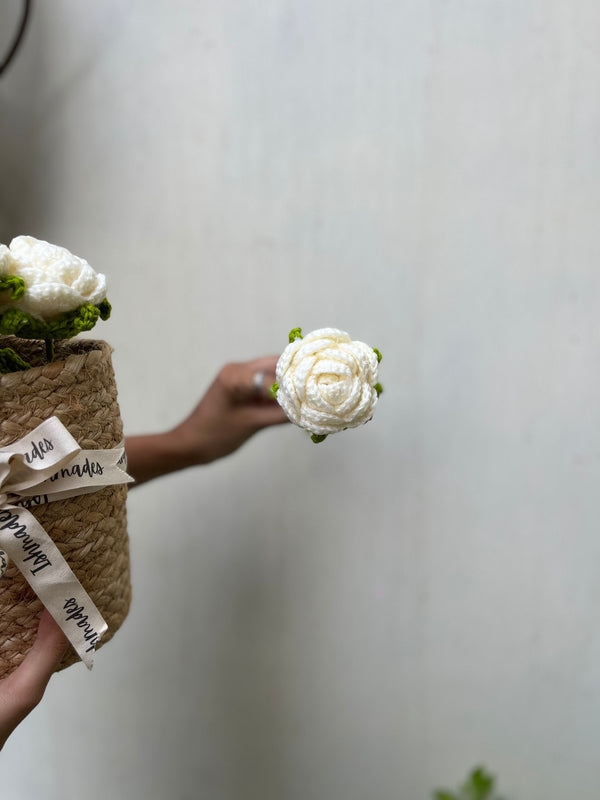 Crochet White Rose