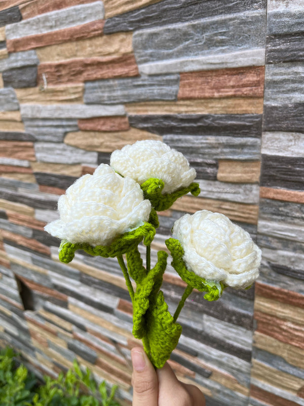 Crochet White Rose