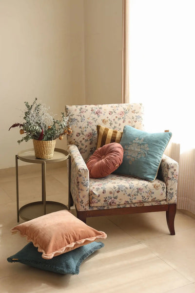 Reed Azure Slub Cushion Cover
