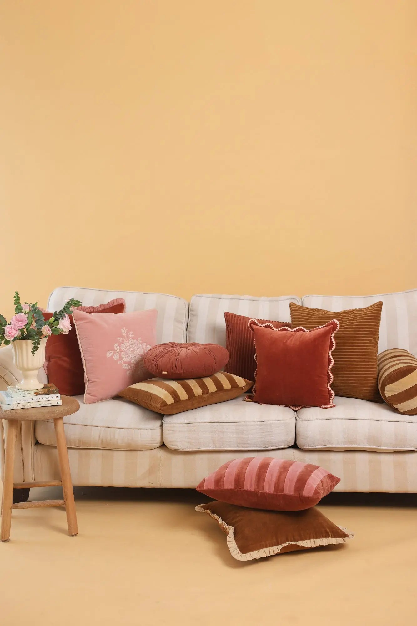 Luna Tan Brown Velvet Oblong Cushion Cover