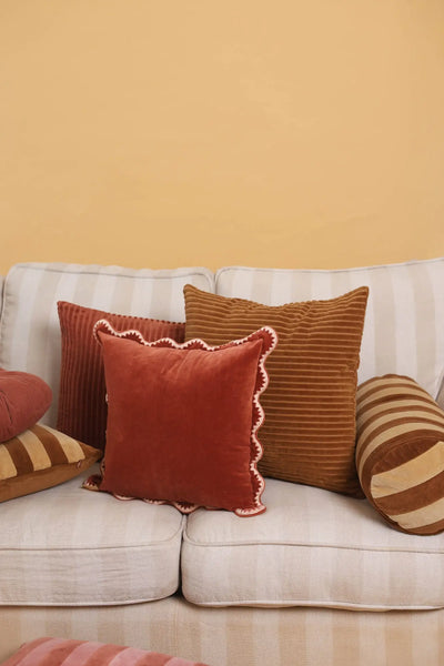 Luna Tan Brown Velvet Oblong Cushion Cover