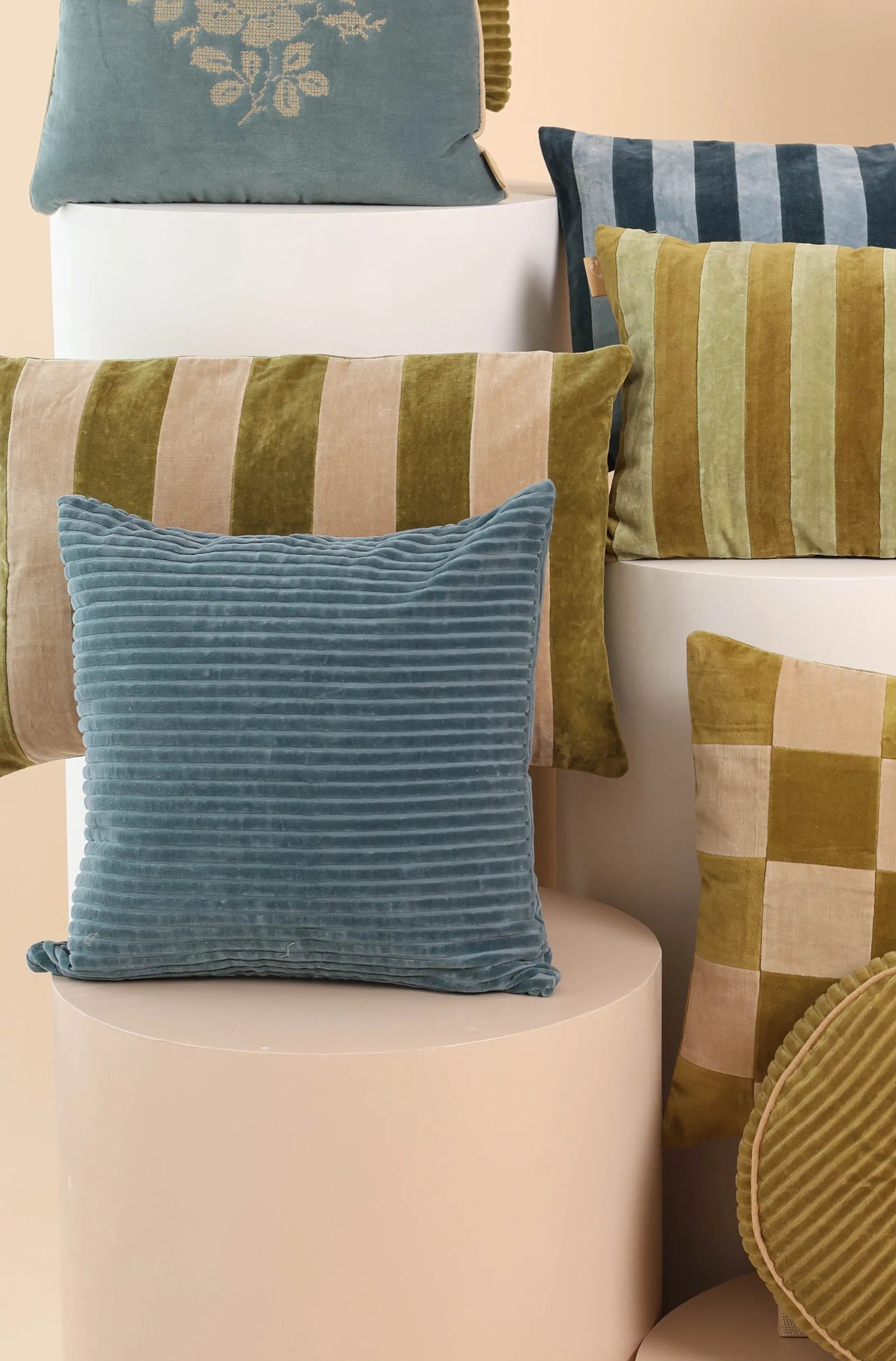 Luna Teal Velvet Oblong Cushion Cover