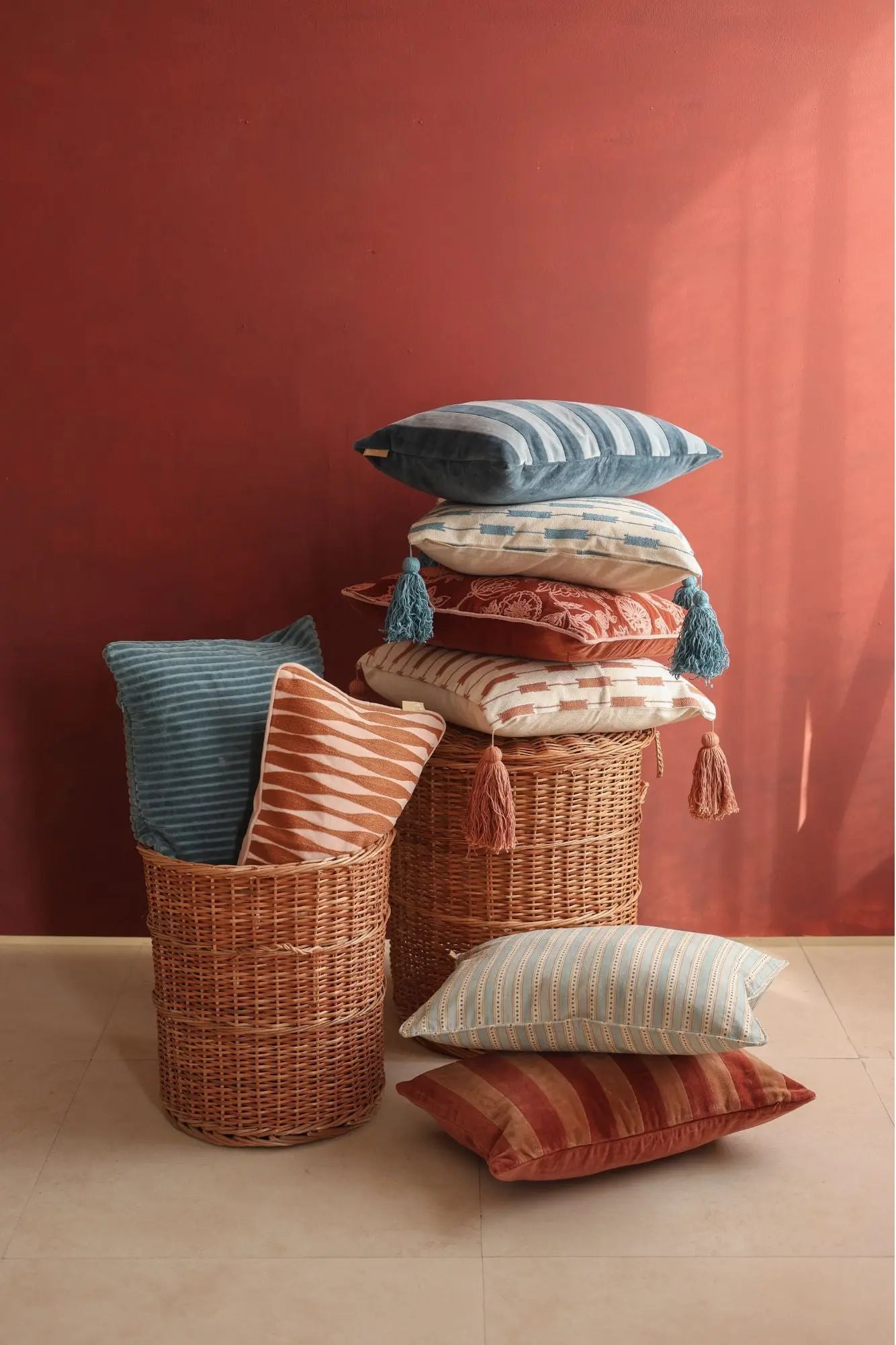 Holly Spice Velvet Stripe Cushion Cover
