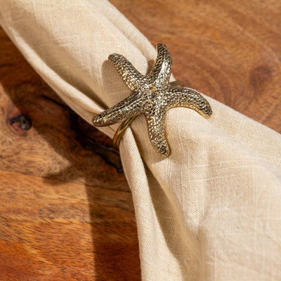 Starfish Brass Napkin Rings Gift Set