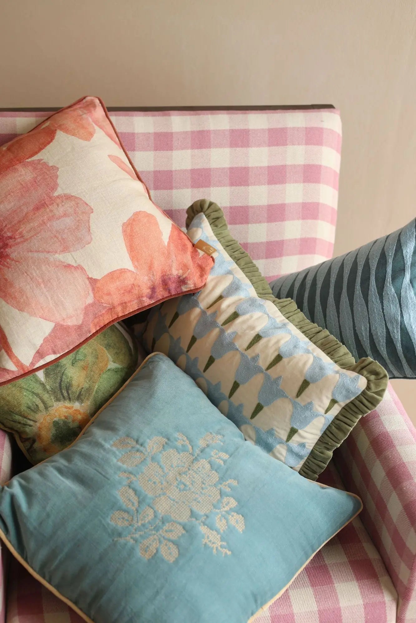 Wildflower Rose Linen Cushion Cover
