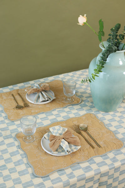 Echo Soft Blue Cotton Table Cover