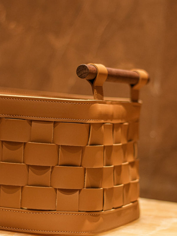 Soiree Leather Basket - Brown Large