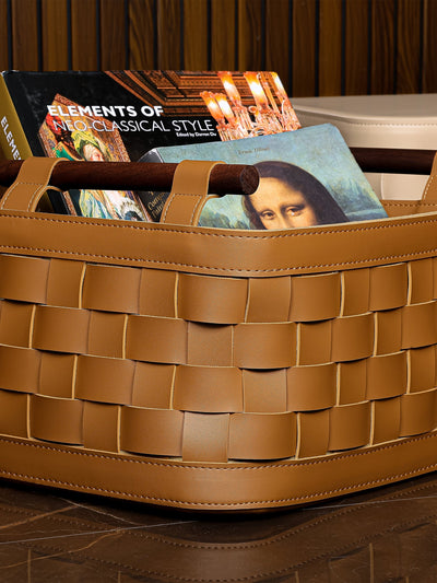 Soiree Leather Basket - Brown Large