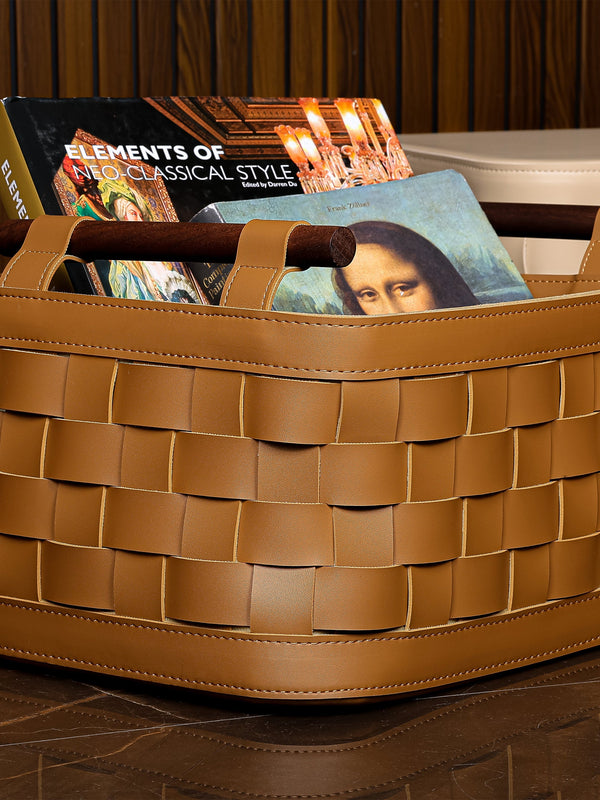 Soiree Leather Basket - Brown Large