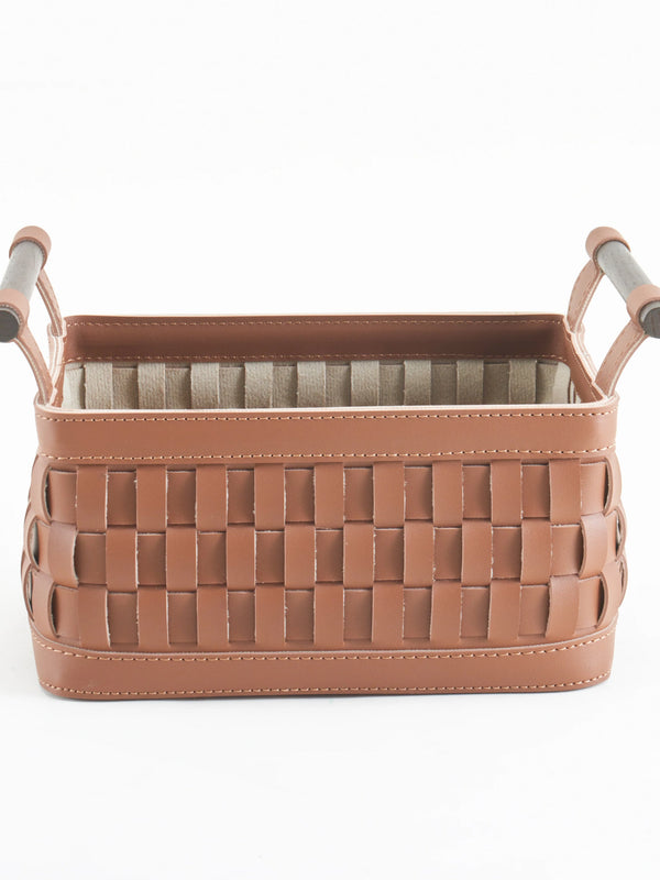 Soiree Leather Basket - Brown Large