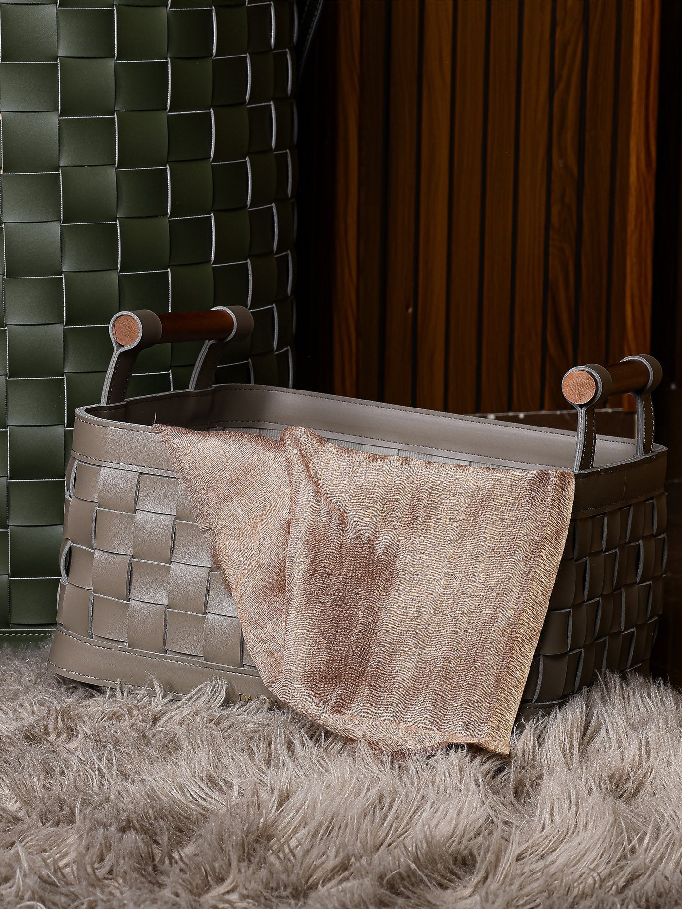 Soiree Leather Basket - Grey