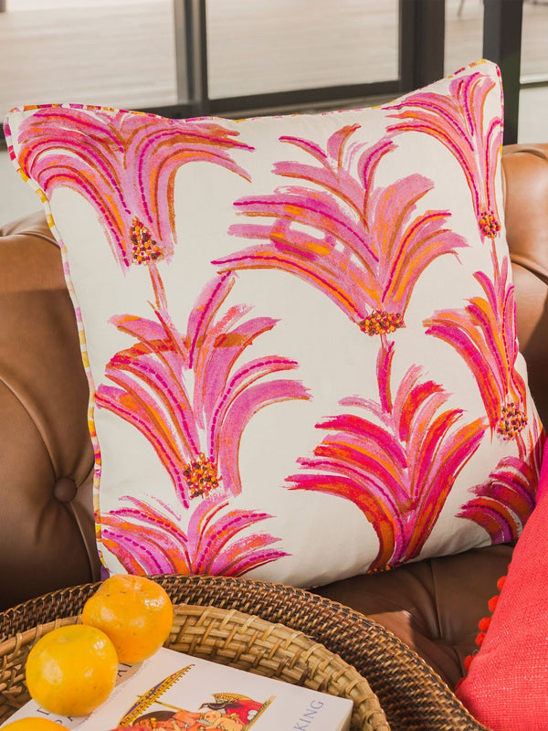 Cushion Cover - Sprig Fuchsia with Katha Stich
