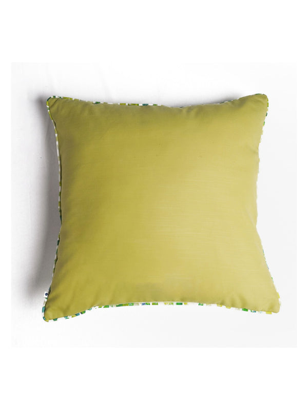 Cushion Cover - Sprig Lime Green with Katha Stich