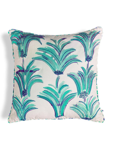 Cushion Cover - Sprig Turquoise with Katha Stich
