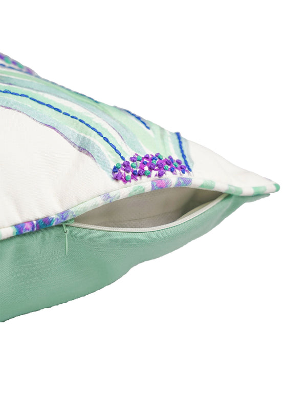 Cushion Cover - Sprig Turquoise with Katha Stich