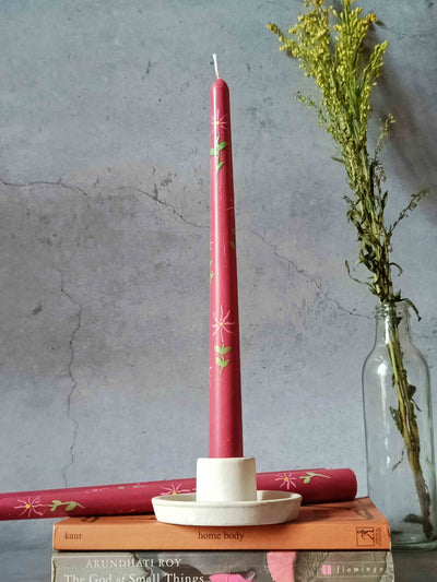 Spring Garden Hand Painted Tapered Candles Set Of 4